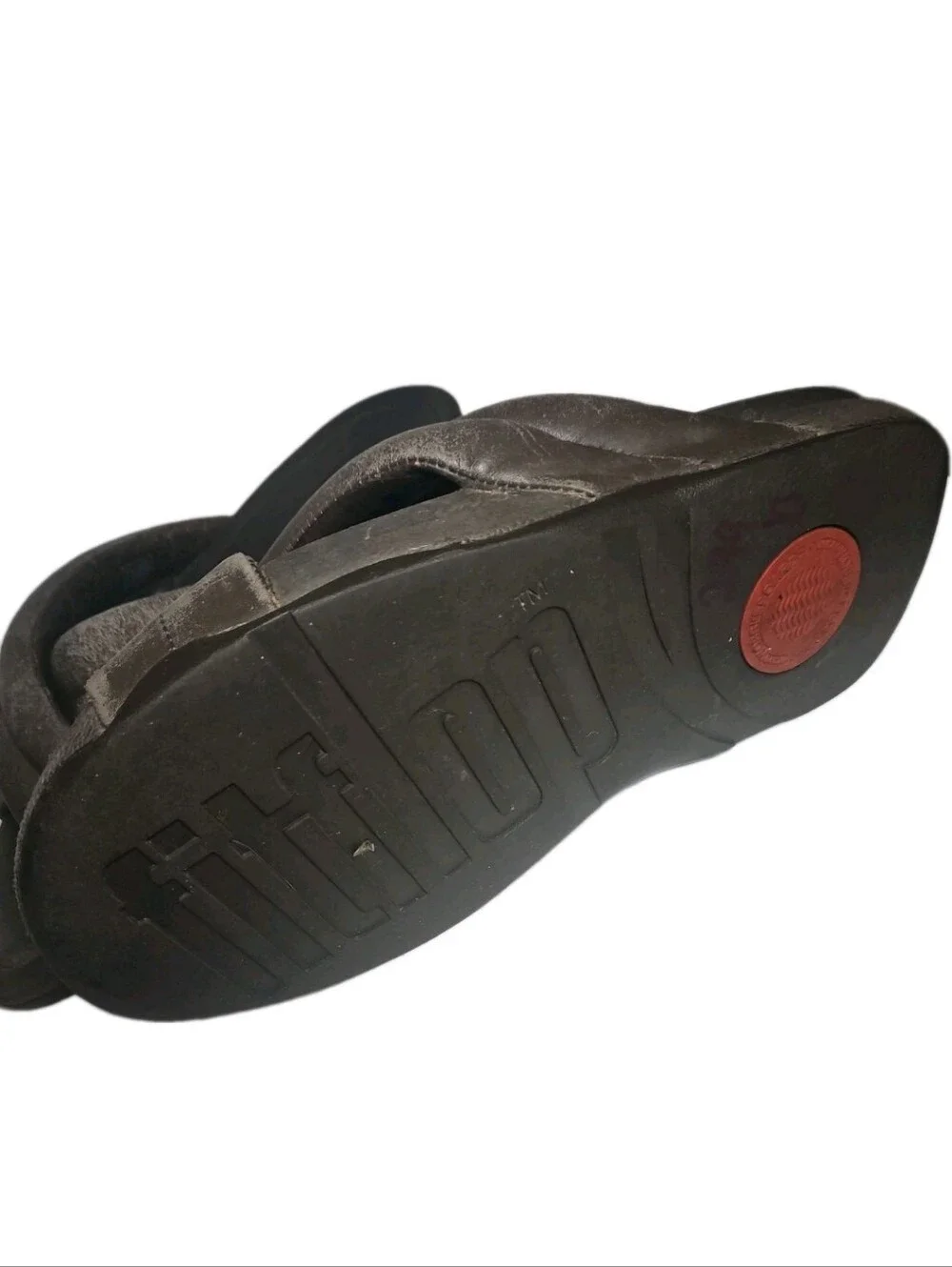 FitFlop men Brown Leather Slide Sandals Slip-On Solid 10.5 Standard[8D